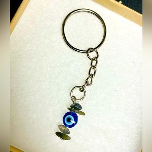 Labradorite Evil Eye Keychain, 2 Stones